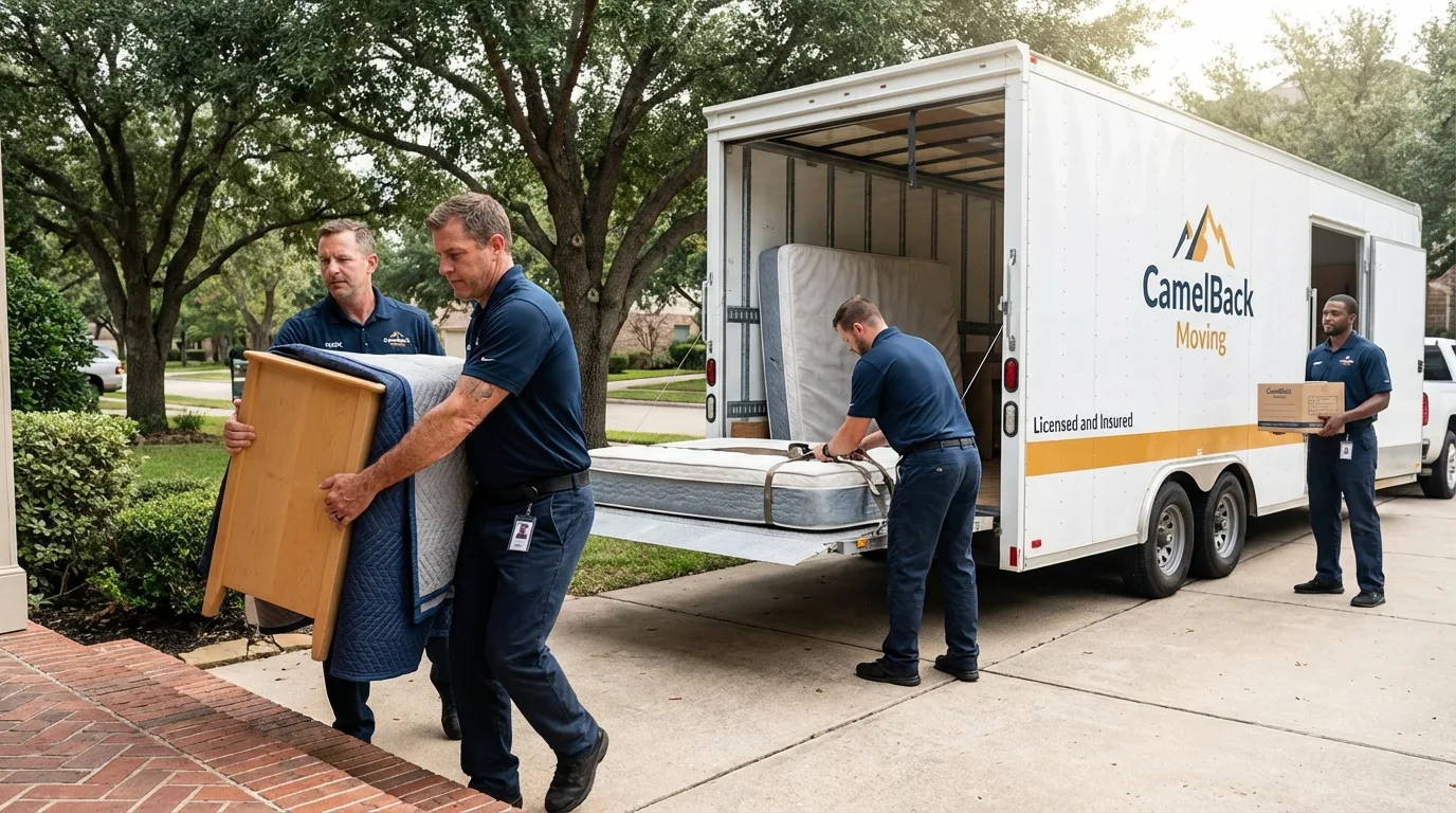 Crew loading residential truck for cross-state move from La Vergne, TN
