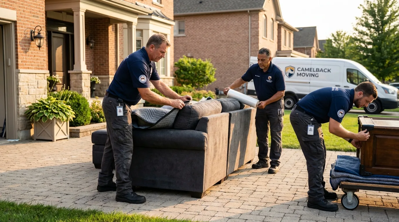 Large estate moving crew wrapping furniture in La Vergne, TN